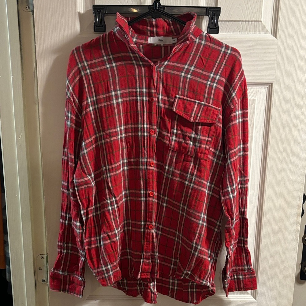 Adika Red and White Plaid Button-Up Shirt